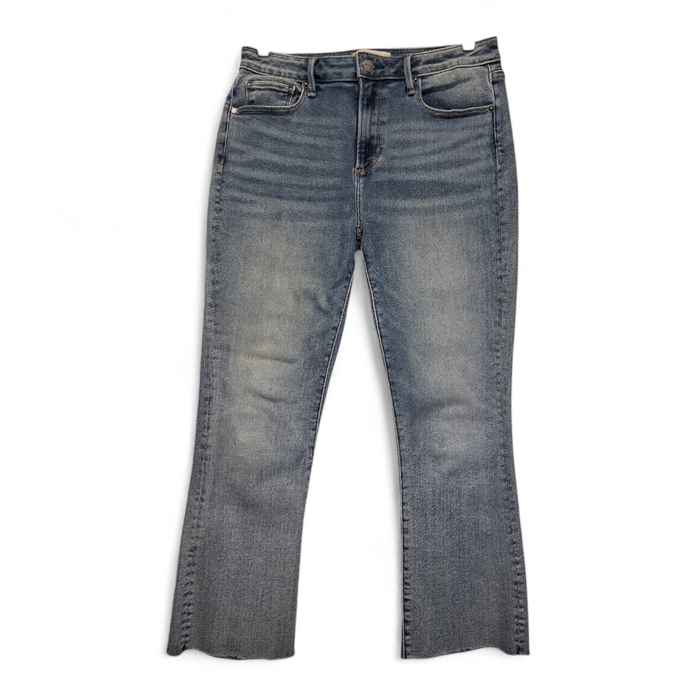 Driftwood Women's Roxy Light Wash Cropped Flare Raw Hem Jeans 29